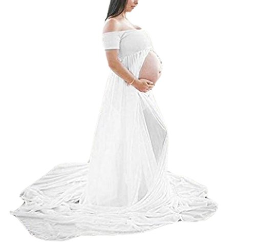 hellomiko Las Mujeres Embarazadas Atractivas Accesorios de fotografía Dividir Frente de Hombro Vestido para Mujeres Embarazadas Fotos Disparar Vestido, Mujeres Embarazadas Vestido sin Tirantes