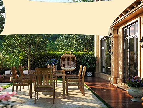 HENG FENG Toldo Vela de Sombra PES Rectangular 3.5 x 5 m Protección Rayos UV Impermeable Resistente a la Intemperie para Patio Exteriores Jardín Color Beige