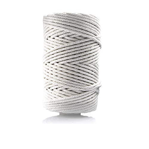 Hilo de macramé de JIPRENS, 5 mm x 100 m, hilo de algodón 100 % natural, para manualidades como macramé, para colgar en la pared, tejer, decoración, manualidades, colgador de cuerda