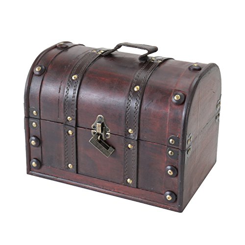 HMF 6404-130 Cofre del Tesoro de Madera con Candado | 30 x 20 x 22 cm | Pequeño | Italia HMF 6404-130 Cofre del Tesoro de Madera con Candado | 30 x 20 x 22 cm | Pequeño | Italia