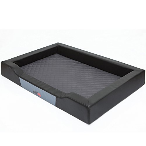Hobbydog Cama para Perros Delux, Color Negro, tamaño XL, 93 x 62 cm, Piel sintética + Material de codtura Resistente. Hobbydog Cama para Perros Delux, Color Negro, tamaño XL, 93 x 62 cm, Piel sintética + Material de codtura Resistente.