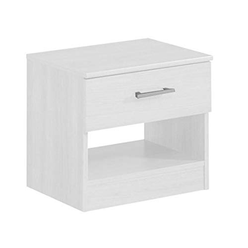HOGAR24 - Mesita de Noche Color Blanco 1 cajón y Estante, Medidas 50 x 44 x 36 cm de Fondo HOGAR24 - Mesita de Noche Color Blanco 1 cajón y Estante, Medidas 50 x 44 x 36 cm de Fondo