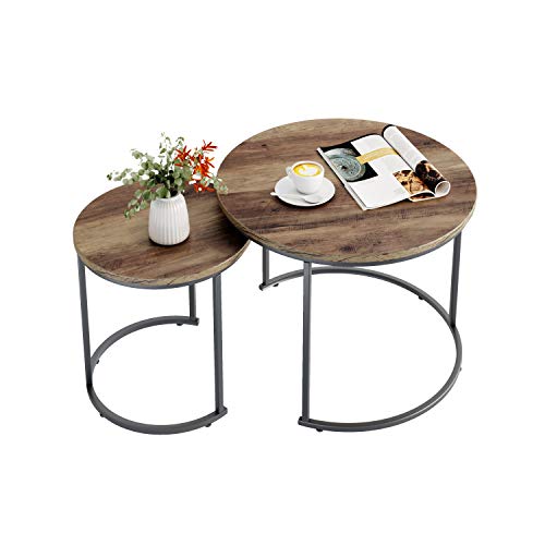 Homfa 2 Mesita de Café Mesas Centro Redondas Mesa Auxiliares Salón Estilo Industrial para Oficina Dormitorio Madera y Negro Homfa 2 Mesita de Café Mesas Centro Redondas Mesa Auxiliares Salón Estilo Industrial para Oficina Dormitorio Madera y Negro