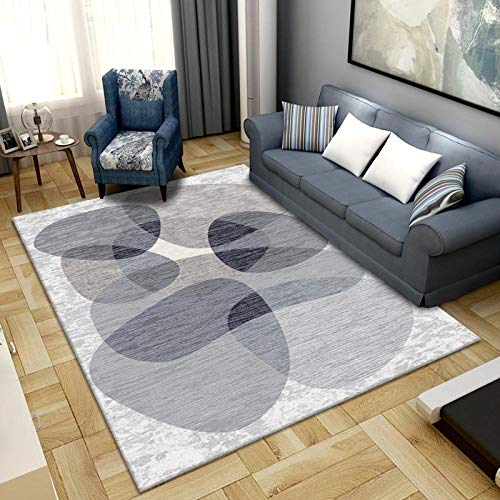 HPPSLT alfombras Salon Grandes - Interior del hogar Alfombra de Pelo Corto Color Hueso impresión Ovalada y Transpirable-El 140x200cm