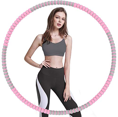 Hula Hoop,6 Secciones Professional Hula Hoop Desmontable, Material de Acero Inoxidable，Puede Perder Peso y Hacer Ejercicio, Adecuado para Fitness, Gimnasia, Juegos de Interior y Exterior（1.2KG）(Rosa)