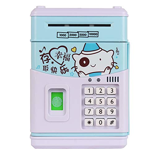 Hylotele Caja de Ahorro de Dinero electrónica Multifuncional Caja de Ahorro de Canto de Banco de Dinero con contraseña y Huella Digital Idea de Regalo para niños Niños Caja electrónica de Ahorro de d