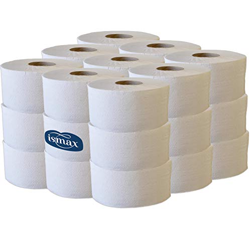 Ismax Rollos Papel Higiénico Industrial Eco Reciclado Baño Rollo WC Pack 18 Unidades - 400gr Rollo - 125 Metros Water Ecologico Natural XXL - 12151 (Capas 2)