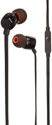 JBL Premium - Auriculares in-Ear con micrófono, Cable Plano con Mando a Distancia Universal Modelo T110 Model T110 Negro