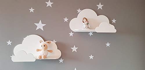 Juego de 2 estantes decorativos de nube blanca para guardería, set de regalo Trend Lab Cloud estante de pared (blanco)