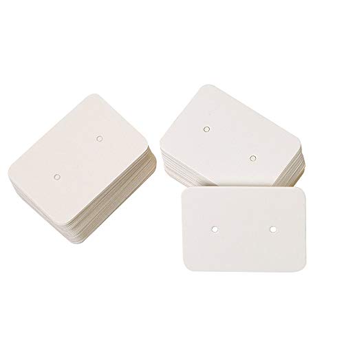 Juego de 200 etiquetas de papel kraft, 2,5 cm x 3,5 cm rectangulares para pendientes de boda (blanco)