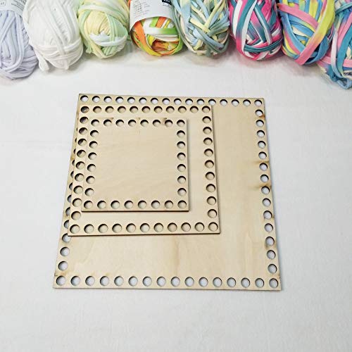 Juego de 3 fondos de madera para canasta, base de madera cortada con láser, con agujero, cestas de madera círculo para ganchillo DIY T Shirt Yarn Basket (cuadrado, tamaños mezclados) Juego de 3 fondos de madera para canasta, base de madera cortada con láser, con agujero, cestas de madera círculo para ganchillo DIY T Shirt Yarn Basket (cuadrado, tamaños mezclados)