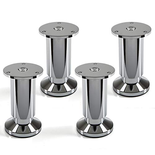 Juego de 4 x SO-TECH® Patas de Mueble ALPHA Alto ajustable Cromo abrillantado Capacidad de Carga hasta 250 kg Alto: 100 mm