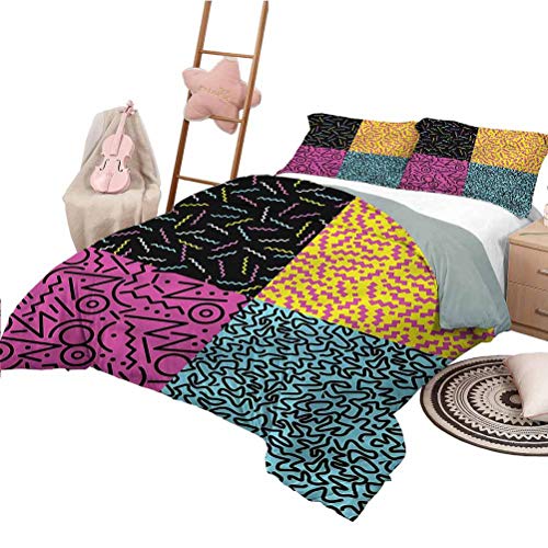 Juego de Cama de edredón Juego de edredón Ligero Indie de tamaño Completo Juegos de Cama para Todas Las Estaciones de los Ochenta Funky Pop Doodle Juego de Cama de edredón Juego de edredón Ligero Indie de tamaño Completo Juegos de Cama para Todas Las Estaciones de los Ochenta Funky Pop Doodle