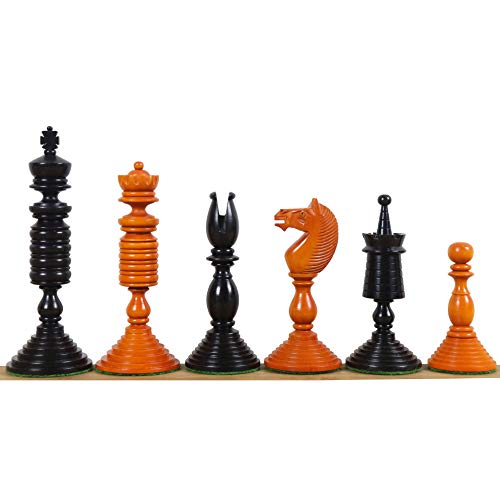 Juego de piezas de ajedrez pre-Staunton de 4.7 pulgadas, ébano y boj envejecido