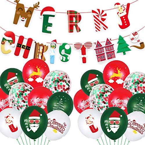 KAIMIRUI Globos de Confeti Verde Rojo, Globos de Navidad de 12 Pulgadas, Globos de Confeti Globos Decorativos Globos de Colores Globos Fiesta de Navidad Globos de Helio de látex
