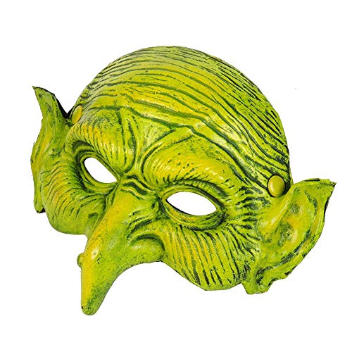 Kapokilly Máscara De Bruja Media Cara, Máscara De Espuma De PU Verde para La Fiesta De Carnaval De Navidad De Halloween, 10.24 × 8.27in / 26 × 21cm.