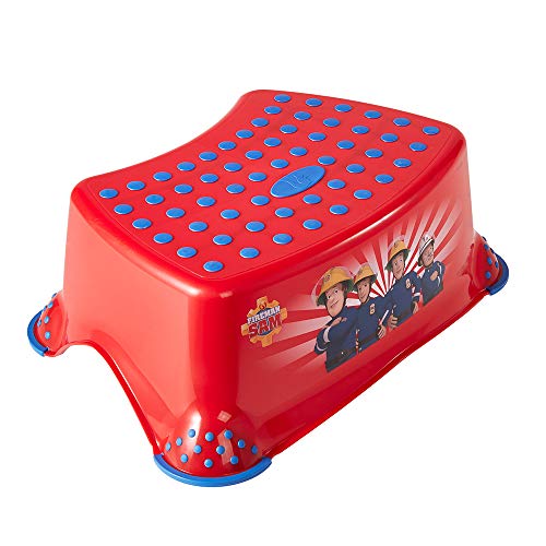 keeeper Bombero Sam - Taburete para niños a partir de 3 a 14 años aprox, función antideslizante, color rojo