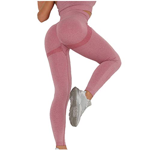 Keepwin Leggins Push Up Mujer Mallas de Deporte de Mujer Pantalones Largos Deportivas Mujeres Elásticos Pantalon de Talle Alto para Yoga Running Gym Fitness Seamless (Vino Rojo, Small)