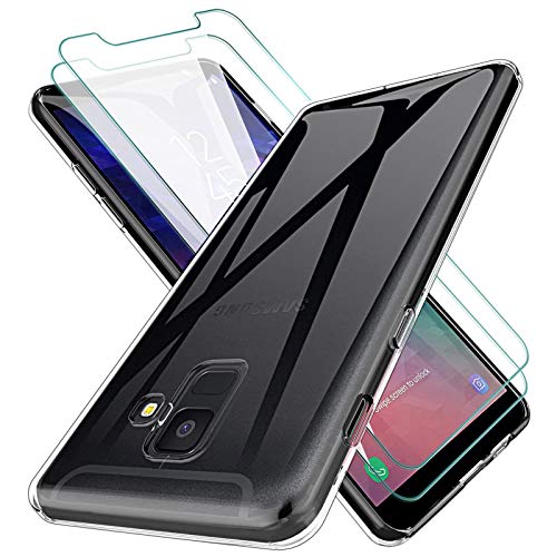 KEEPXYZ Funda para Samsung Galaxy A6 2018 Silicona Transparente TPU Antigolpes + 2 Pcs Protector de Pantalla para Samsung Galaxy A6 2018 Cristal Templado, Vidrio Templado para Samsung Galaxy A6 2018