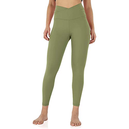 KnuraLA Leggings Mujer con 2 Bolsillos,Pantalones De Yoga Ajustados De Color Sólido De Mujer Cintura Alta Elásticos Reducir Vientre Para Running Fitness Yoga(Verde,XXL)
