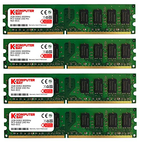 Komputerbay - Módulo de Memoria (SO-DIMM, 8 GB, 4 Unidades de 2 GB, 240 Pines, 800 MHz, PC2-6400, PC2-6300, DDR2)