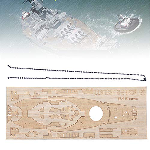 Kungfu Mall - Cubierta de madera con cadena de anclaje para Tamiya 78029 1:350 USS acorazado modelo BB-63