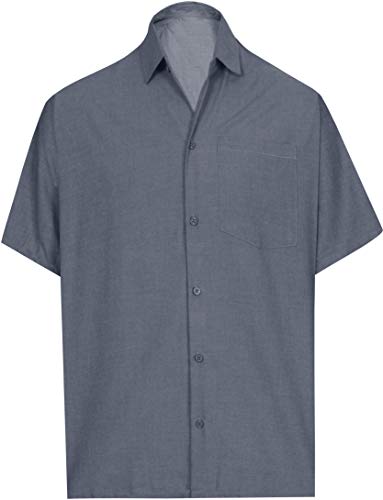 LA LEELA Camisa Hawaiana la Playa de baño sólido Campamento del Grupo Informal Llanura Aloha Hombre S-Pecho Contorno (in cms):96-101 Safari Granito Gris_AA199