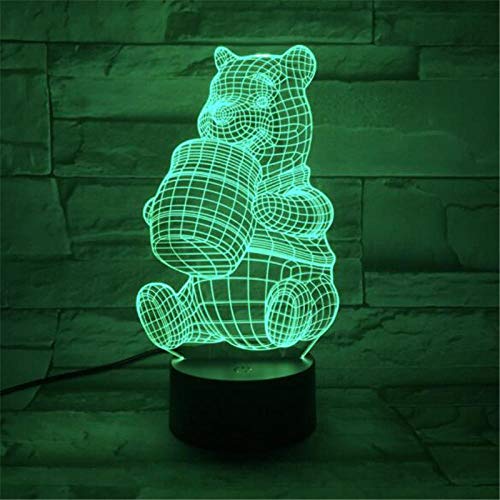 Lámpara De Ilusión 3D Luz De Noche Led Winnie The Pooh Dibujos Animados Visual Acrílico Cambio De Color Lámpara De Escritorio Novedad Decoración Del Hogar Juguetes Luminosos