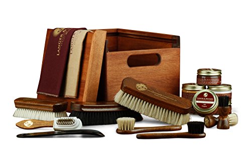 Langer & Messmer Caja de madera"Freiburg" en madera de tilo macizo - incluidos artículos de cuidado de zapatos - cereza