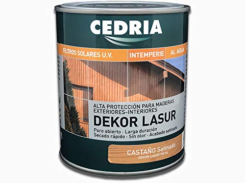 Lasur protector madera exterior al agua Cedria Dekor Lasur 4 litros (Castaño)