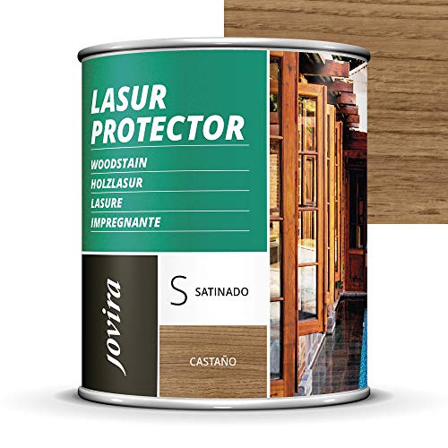 LASUR PROTECTOR SATINADO.(7 COLORES), Protege, decora y embellece todo tipo de madera (750 ML, CASTAÑO)