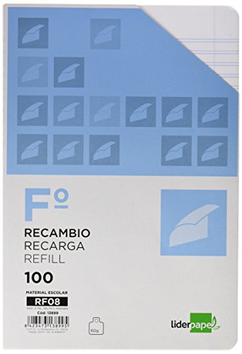 Liderpapel RECAMBIO FOLIO 100 HOJAS 60G/M2PAUTA 5ª 2.5MM CON MARGEN 4 TALADROS, RF08