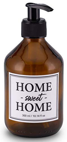 Lifestyle Lover Dispensador de jabón de cristal marrón, 300 ml, color ámbar, para jabón, fregadero, champú, lociones, color marrón