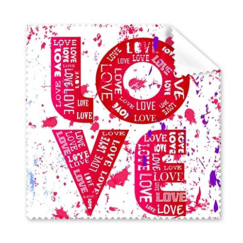 Limpiador de Pantalla para el Día de San Valentín, Rosa y Blanco, Diseño de Palabras Clave de Amor y Goteo, 5 Unidades