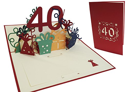 LIN - Pop Up 3D Tarjeta de felicitación por cumpleaños, Happy Birthday 40 años, (#18)