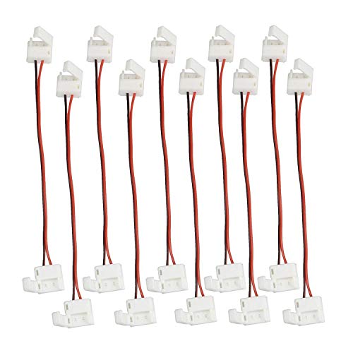 LitaElek 2 Pin Conector de Tira LED deSMD 5050 5630 Cable extensión de luz de Cinta LED Conector de Esquina de LED Strip para Tira LED de Impermeable monocromática SMD 5050/5630 de 10mm Ancho (10pcs)