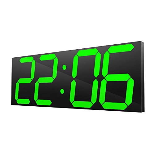 Liukouu 17 En De Gran TamañO Reloj Digital LED, Control Remoto ElectróNico Reloj Montado En La Pared con Pantalla De Temperatura, FuncióN De Cuenta Regresiva(Green Digit Enchufe de la UE)