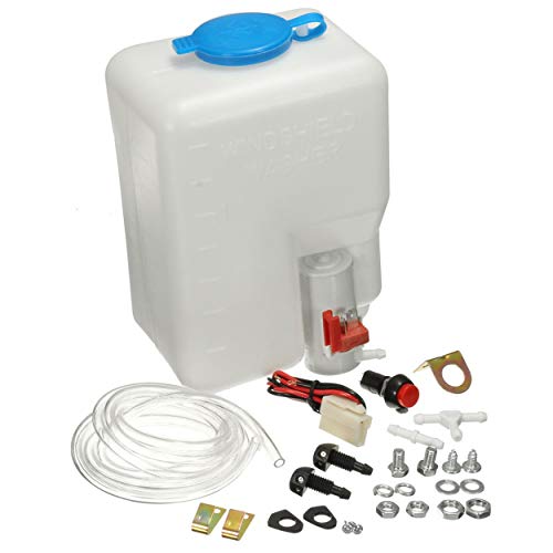 Lodenlli Kit de Botella de Bomba de depósito de limpiaparabrisas de Coche clásico Universal de 12 V, Herramienta de Limpieza de Interruptor de Chorro fácil de Usar