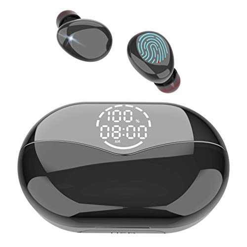 LYCHL Auriculares Inalambricos, In-Ear Auriculares Bluetooth 5.0 Deportivos IP7 Impermeable Cascos Bluetooth Auriculares Wireless con Micrófonos, Reproducción de 150 Horas y Multifunción Pantalla LED