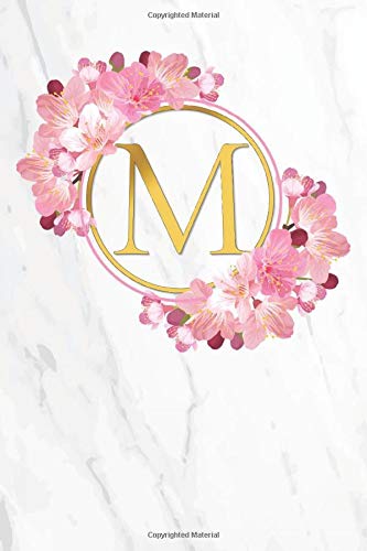 M: Asian Blossom | Sakura / Marble / Gold | Super Cute Monogram Initial Letter Notebook | Personalized Lined Journal / Diary | Perfect for Writing / ... Sakura Marble Monogram Composition Notebook)