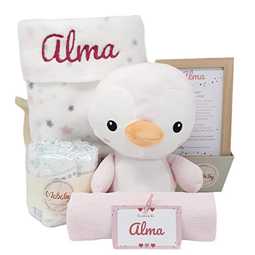 MabyBox Pingu | Canastilla Bebe | Regalo Original Recien nacido | Cesta de Bebe Personalizada | Set regalo Bebe (Rosa) MabyBox Pingu | Canastilla Bebe | Regalo Original Recien nacido | Cesta de Bebe Personalizada | Set regalo Bebe (Rosa)