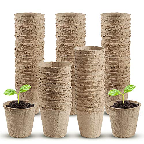 Macetas Biodegradables, 80 Piezas Macetas de Fibra, Biodegradable, vivero Taza Suministros de jardinería 8 cm, para Plantasde de Semillero