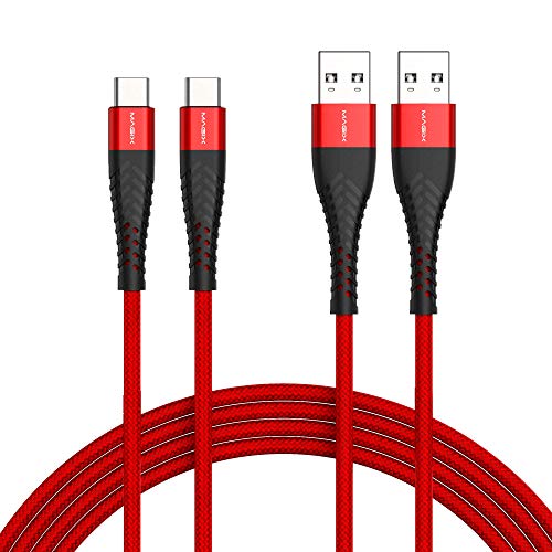 MAGIX Cable USB C 3A, carga rápida QC 3.0, alta durabilidad, transferencia de datos 480 Mbit/s USB-A 2.0 a USB-C, para dispositivos USB tipo C (2pcs pack)(rojo)(120 cm)
