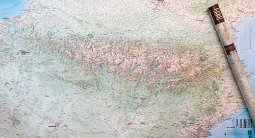 Mapa mural de Pirineos. 128x71 cm. Escala 1:300.000. Editorial Alpina.