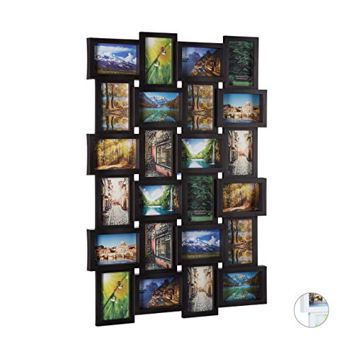 Marco para 24 fotos Relaxdays, marco de fotos para colgar, foto collage para diseñar, Medidas:59 alto x 86 ancho x 2.5 cm profundidad, color negro Marco para 24 fotos Relaxdays, marco de fotos para colgar, foto collage para diseñar, Medidas:59 alto x 86 ancho x 2.5 cm profundidad, color negro
