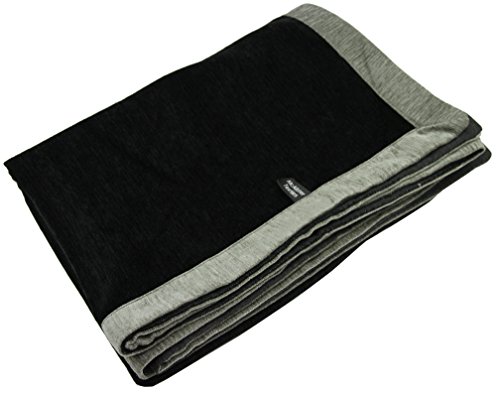 McAlister Textiles Alston - Camino de cama de chenilla, 50 cm x 255 cm, color negro con ribete gris carbón, elegante para decoración de dormitorio, cama y hotel