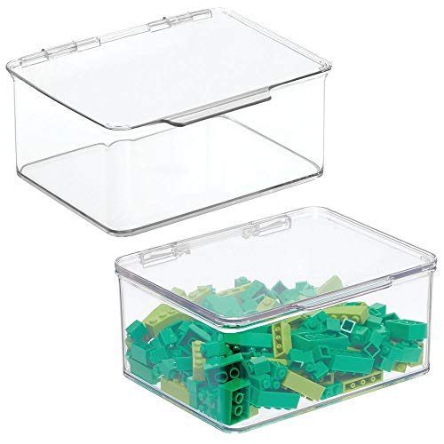 mDesign Juego de 2 cajas de almacenaje con tapa – Organizador de juguetes apilable para la habitación de los niños – Guarda juguetes fabricado en plástico – transparente mDesign Juego de 2 cajas de almacenaje con tapa – Organizador de juguetes apilable para la habitación de los niños – Guarda juguetes fabricado en plástico – transparente
