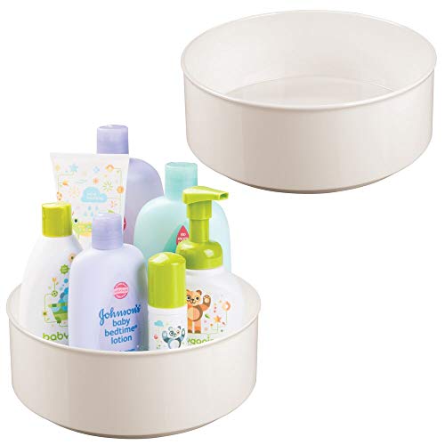 mDesign Juego de 2 estantes giratorios para accesorios – Bandeja redonda para accesorios de bebé, biberones o chupetes – Organizador con base giratoria en plástico sin BPA y acero – crema mDesign Juego de 2 estantes giratorios para accesorios – Bandeja redonda para accesorios de bebé, biberones o chupetes – Organizador con base giratoria en plástico sin BPA y acero – crema