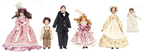 Melody Jane Casa de Muñecas Victoriano Familia de 6 Personas Miniatura 1:12 Porcelana Figuras