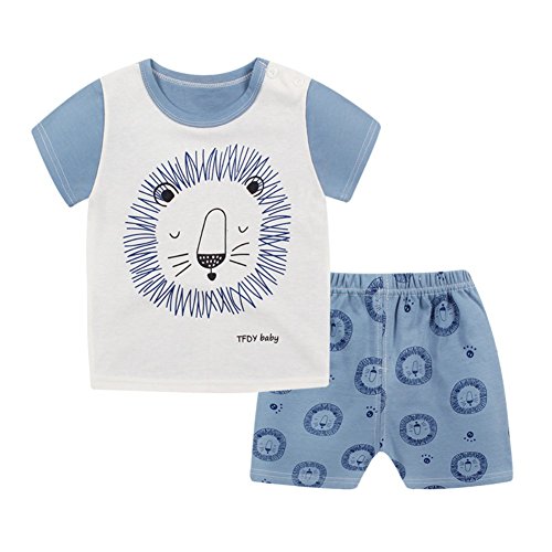 Minuya Conjuntos Bebés Niños Niñas, Verano Algodón de Camiseta de Manga Corta + Pantalones Cortos Ropa para Dormir/Pijama 0-5 Años